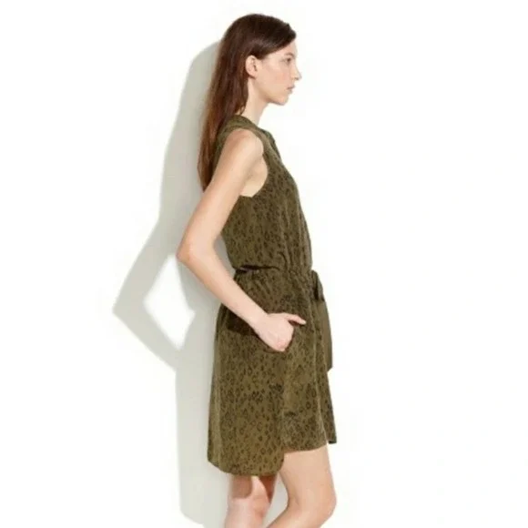19) MADEWELL silk playa dress in leopard fade without waist tie sz S - Picture 8 of 8